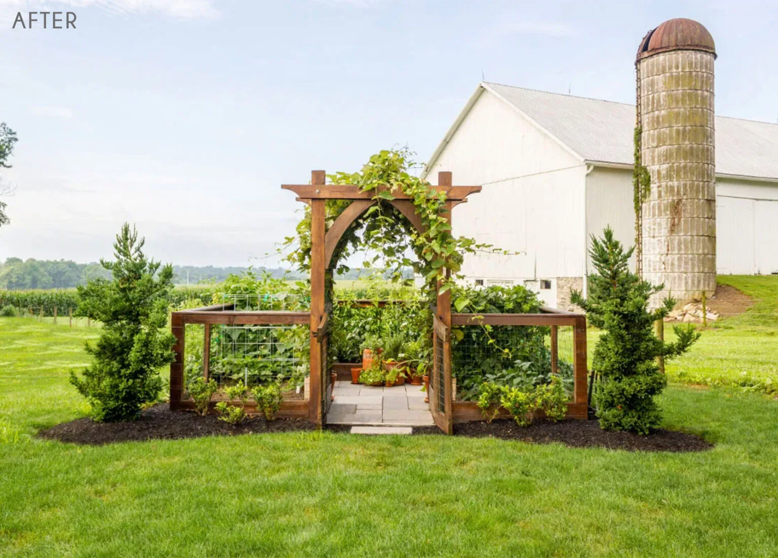 Emily Henderson DIY-Backyard Arched-Garden Les-Bunge After