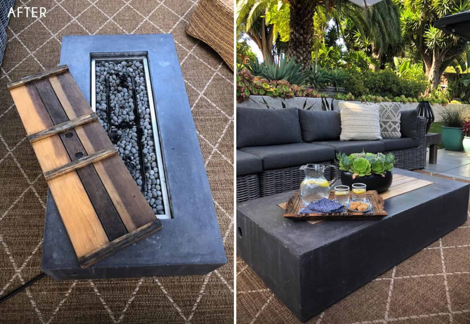 The Wood Plank Coffee Table Firepit